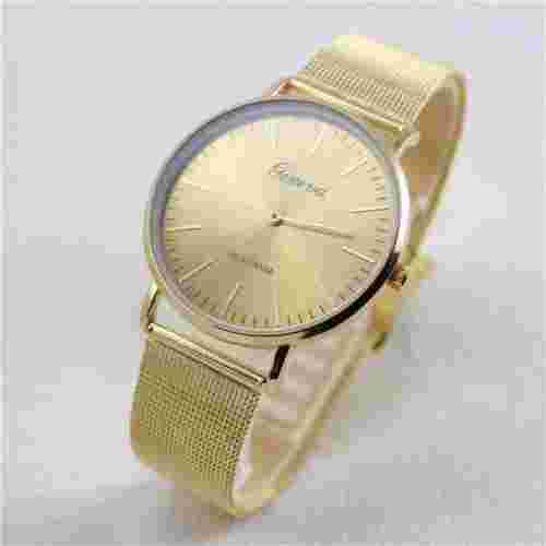 EPIC TIME- Lady Gold- Geneva Fashion Analog Quartz Watch- Stainless Steel Band