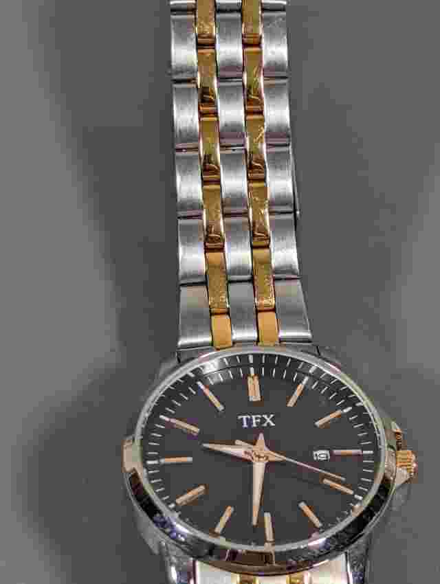 TFX Bulova Date Indicator Black Dial Round Silver Tone Case Stainless St Watch