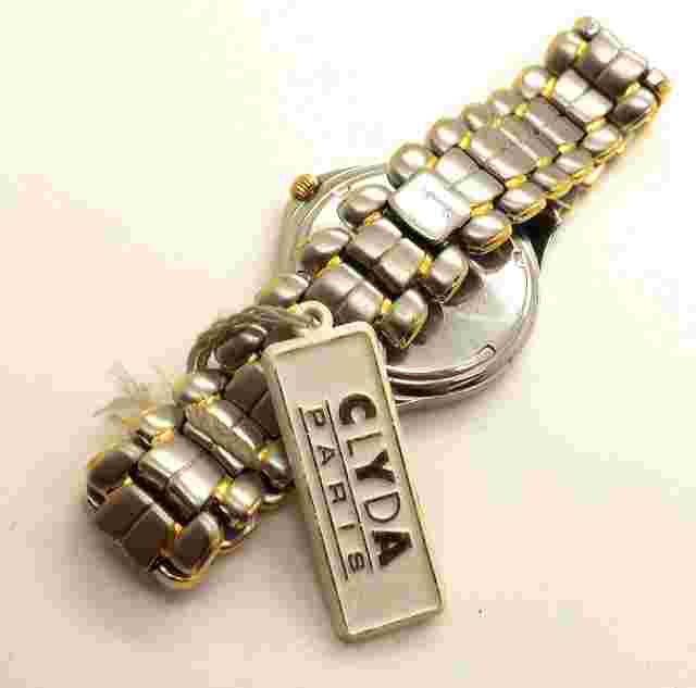 Clyda of Paris 18k Gold Plated & Stainless Steel Men's Dress Swiss Wrist Watch