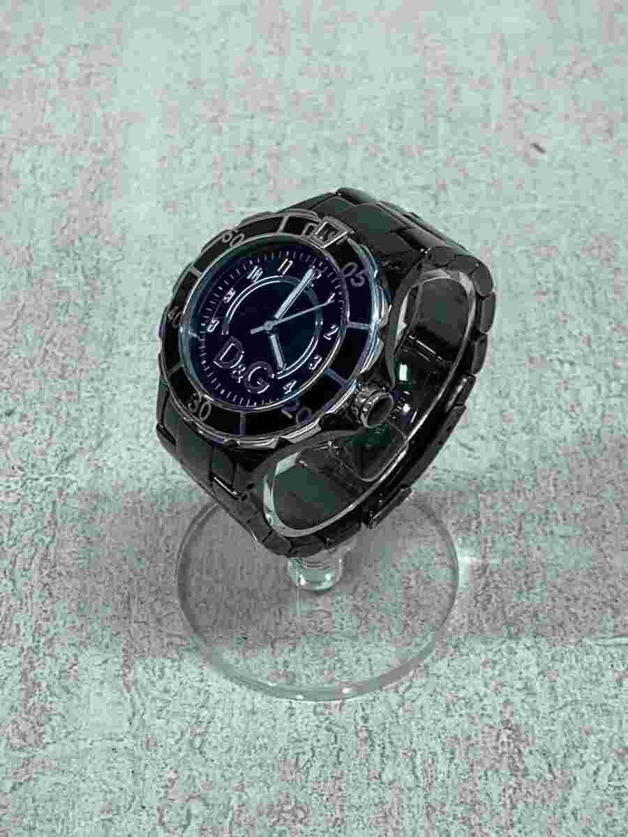 D&G Quartz Analog Stainless Steel Black Watch Excellent JAPAN
