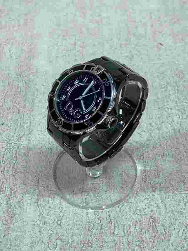D&G Quartz Analog Stainless Steel Black Watch Excellent JAPAN