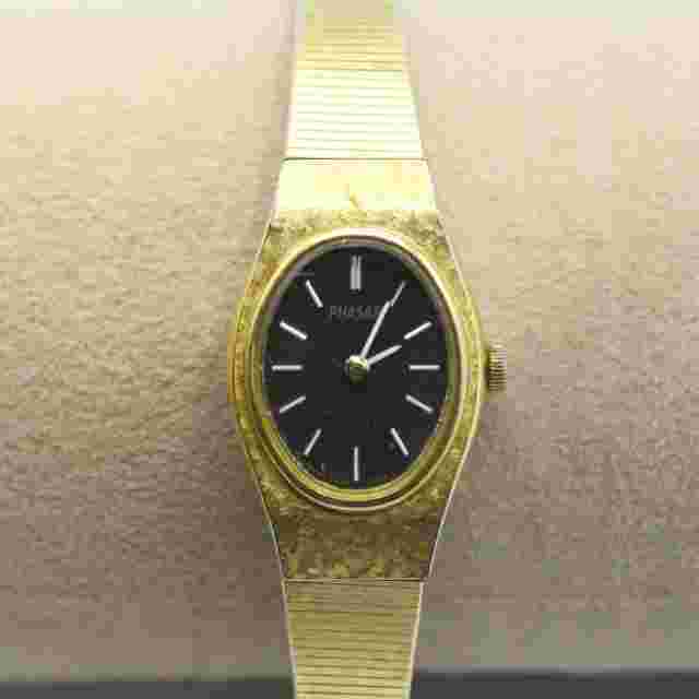 Phasar Women Watch Stainless Gold Steel Water Resistant Battery Black Quartz