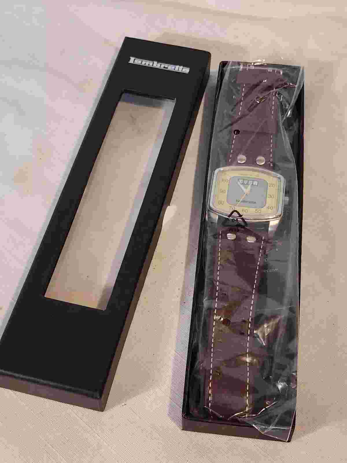 LAMBRETTA Chilometri Ora Quartz Wristwatch Brown Leather Watch Orig. Box, NICE!