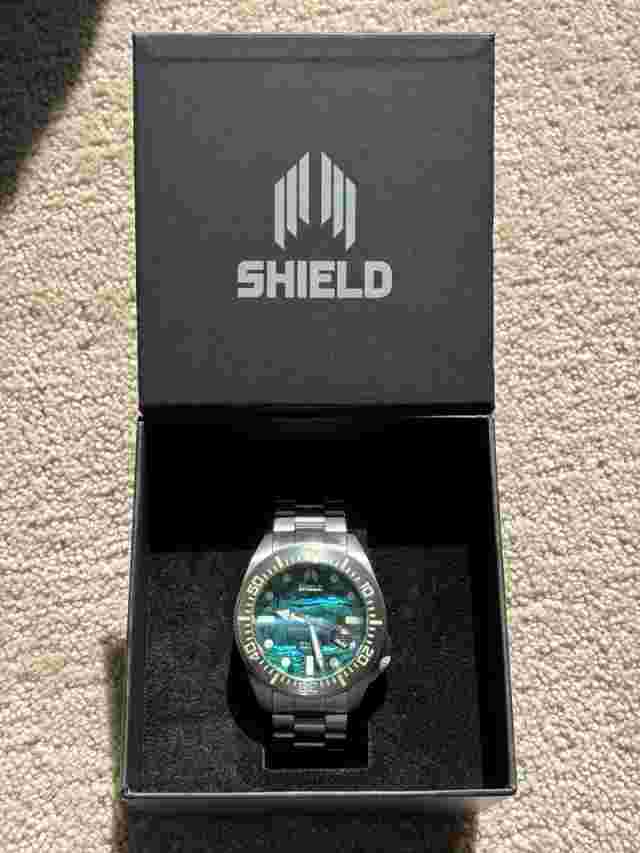 SHIELD ATLANTIS TEAL ABALONE AUTOMATIC DIVE WATCH