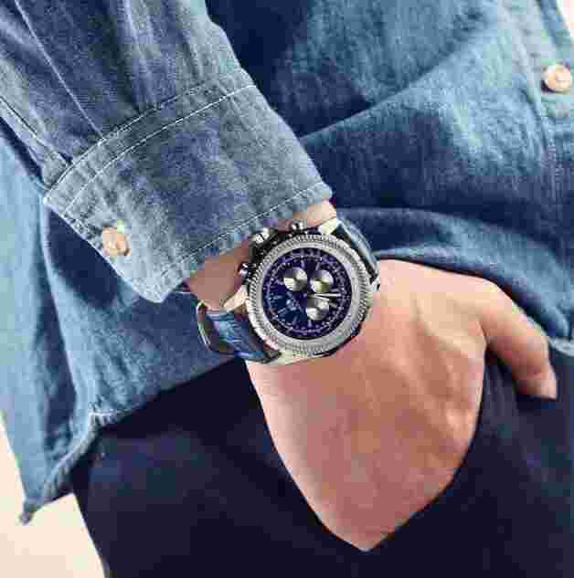 PAULAREIS Automatic Chronograph Watch Men's Leather Waterproof Luminous Diver