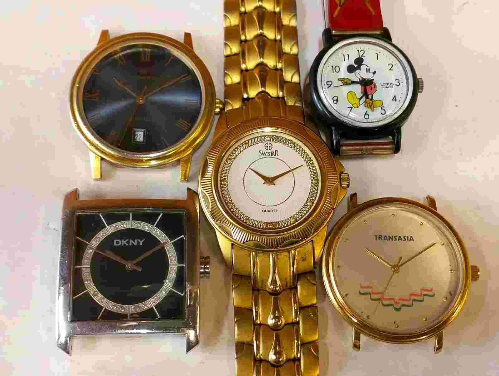 SWISTAR & OTHER 4 PIECE MIX LOT QUARTZ MEN'S & WOMEN'S NOT WORKING PARTS PURPOSE