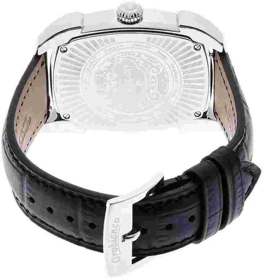 Orobianco TIME-ORA RettangOra Men's Black Dial Watch Leather Belt OR-0012-3