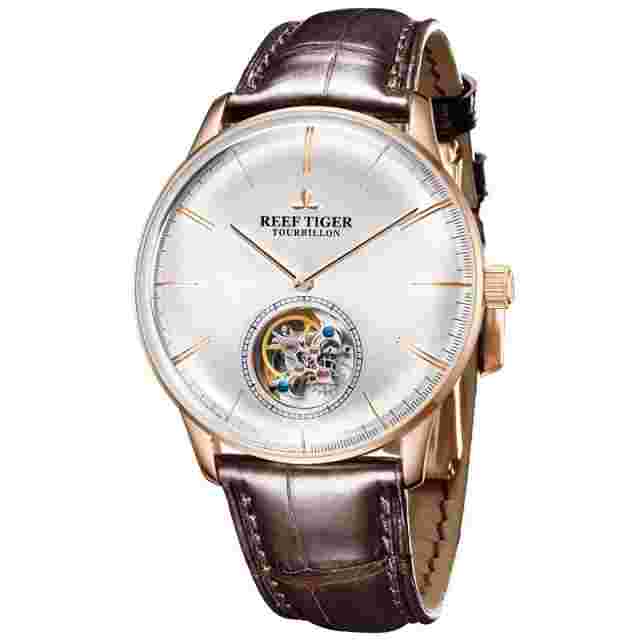 Reef Tiger Men's Tourbillon Mechanical Watch Top High Quality Wrist Watch