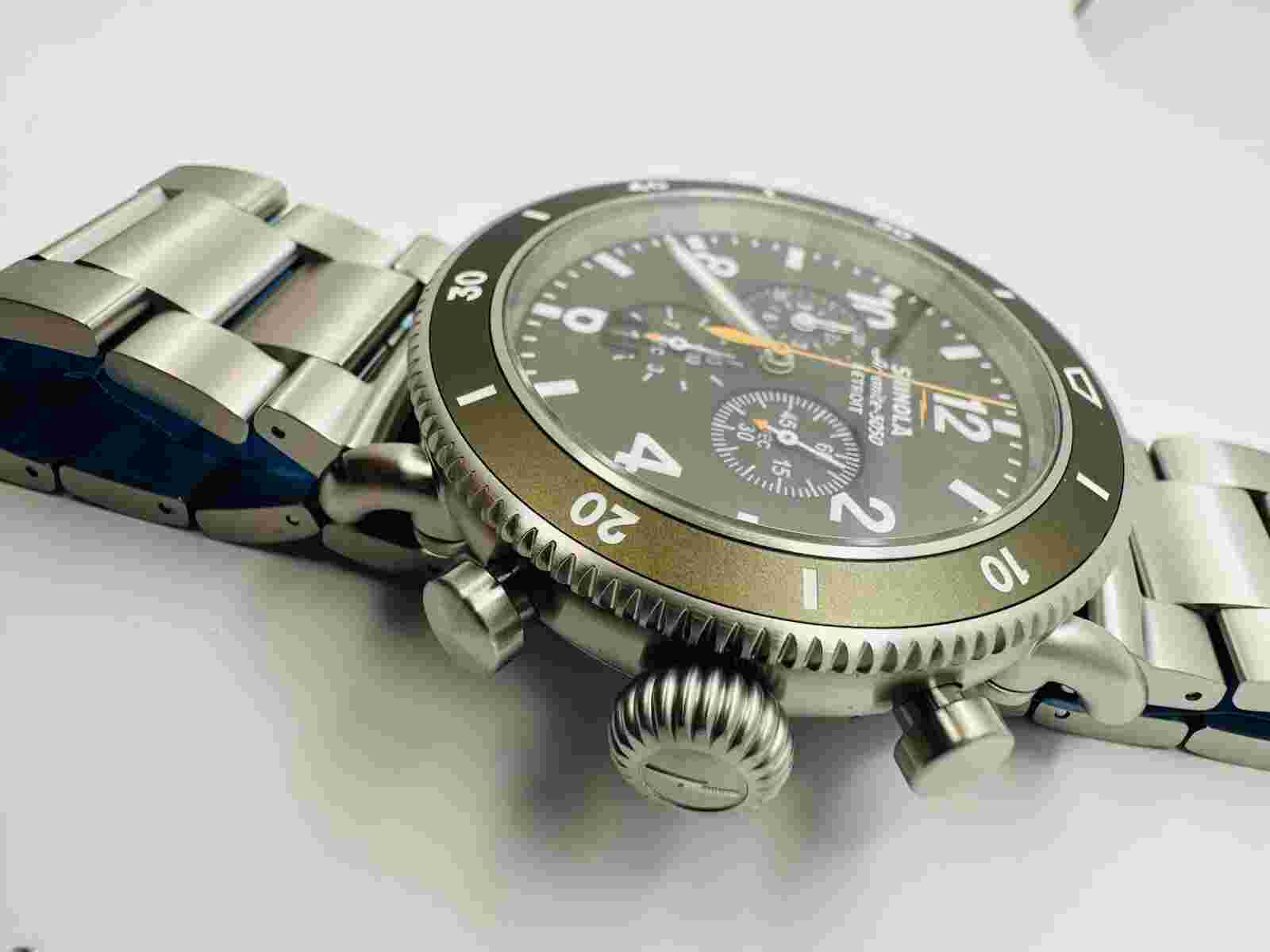 Shinola The Runwell Sport Chrono Olive Green Titanium 48mm Watch S0120282840