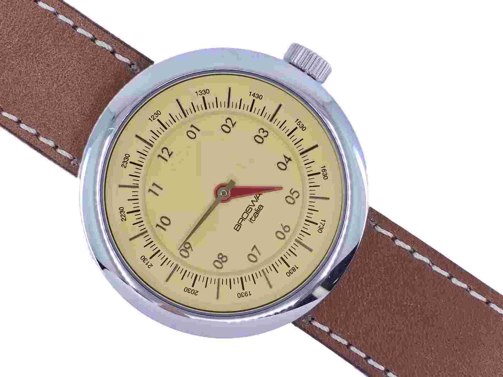 BROSWAY ITALIA OBLO STAINLESS/ LEATHER STRAP QUARTZ WATCH * NEW with TAG WORKING