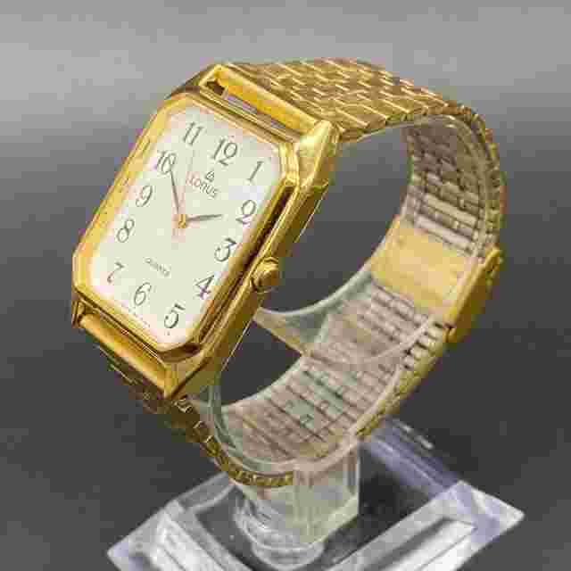 Lorus Quartz Shiojiri No Jewels Japan V501-5C48 RO Gold Rectangle Watch