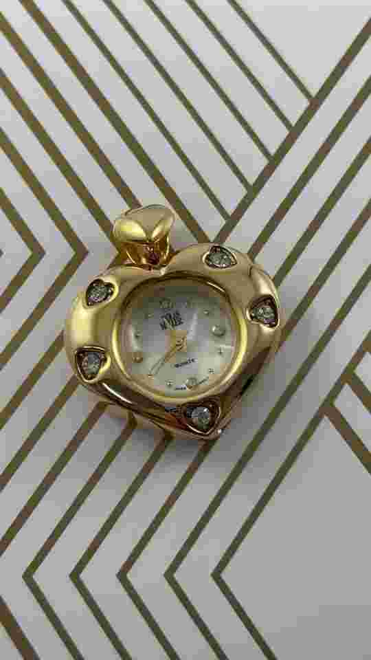 Nolan Miller Watch Heart Pendant CZ NEW BATTERY 07/22/24 Gold Tone READ