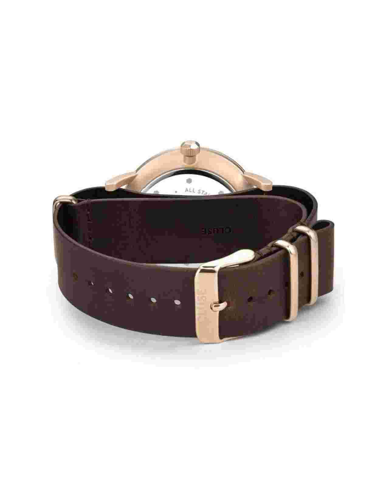 Cluse La Bohme Rose Gold Watch Dark Brown Leather Strap Women Watches