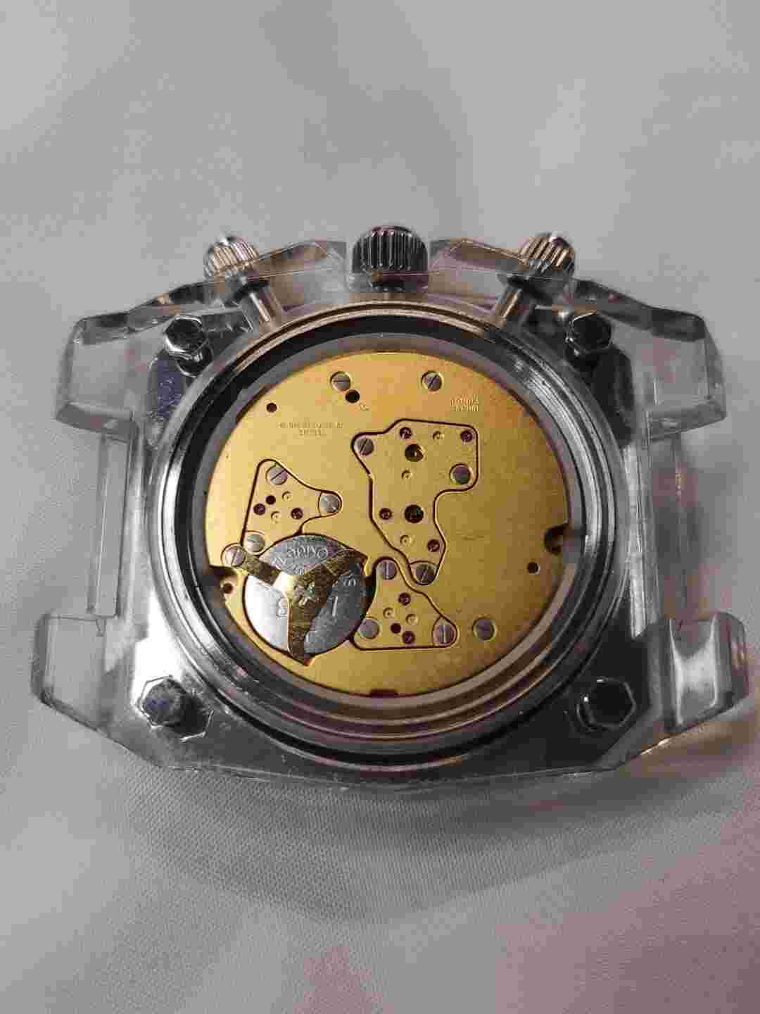 Time Forever Chronograph mens clear acrylic watch running