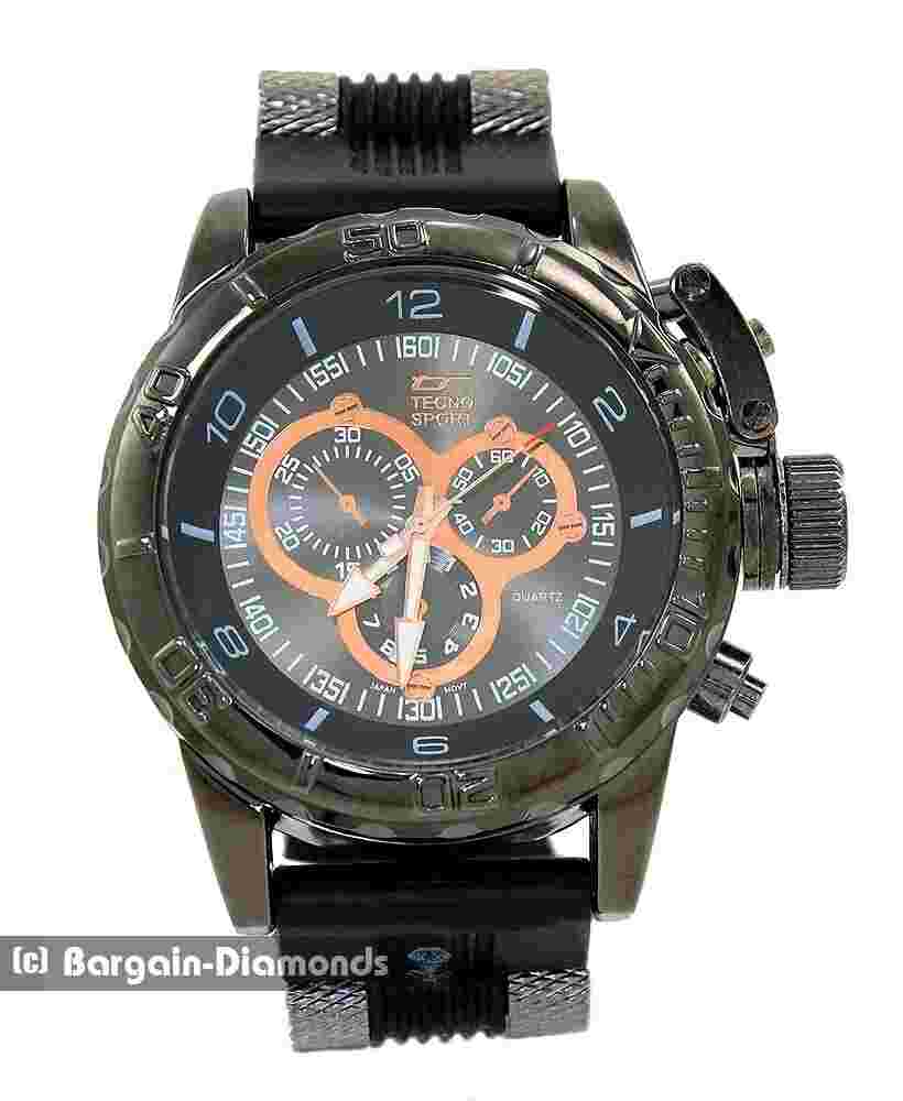 Mens Black Clubbing Watch Black Bezel Black Rose Dial Bullet Strap Up to  9.5"