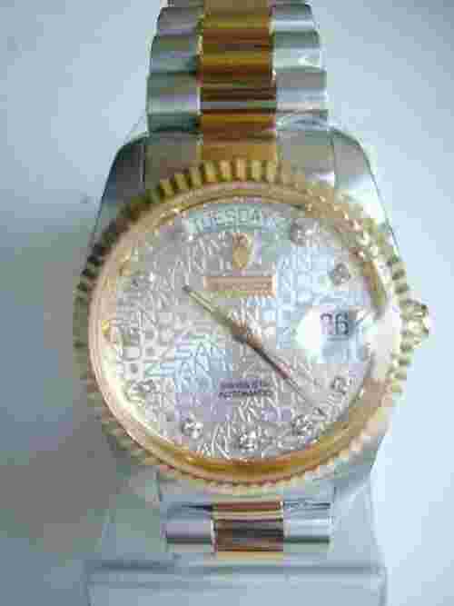 Sandoz Two Tone Grain Dial Diamond Hour Marker Men's Watch 8732D-34-8