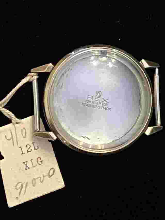 VINTAGE REX 39.5M WRIST WATCH CASE CRYSTAL BACKING & LUGS GOLD COLORED 10 KT RGP