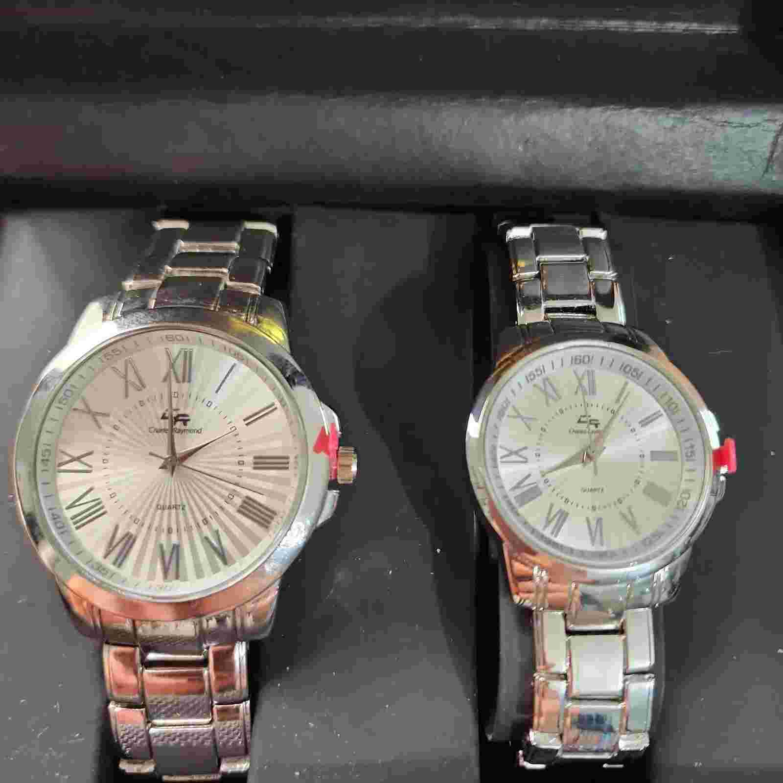 Charles Raymond His & Her's Designer Gold Tone Matching Wristwatch Watch Set