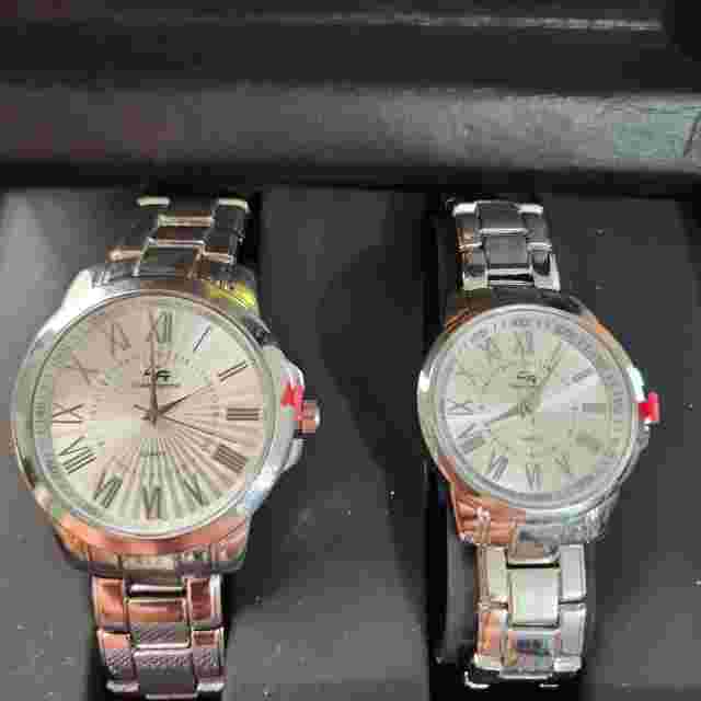 Charles Raymond His & Her's Designer Gold Tone Matching Wristwatch Watch Set