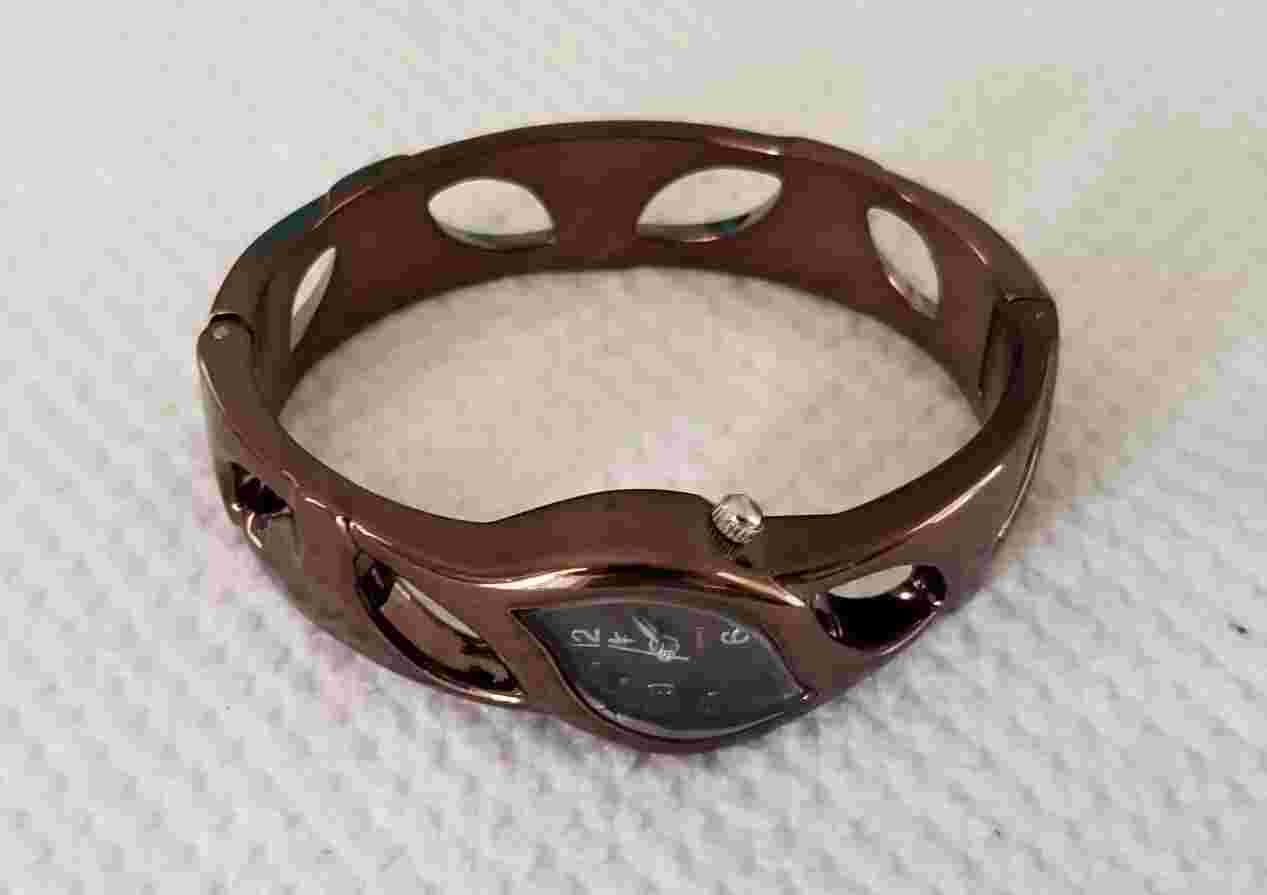 NWOT Cato Chocolate Tone Cuff Watch 6.5" Closed New Battery Original Box