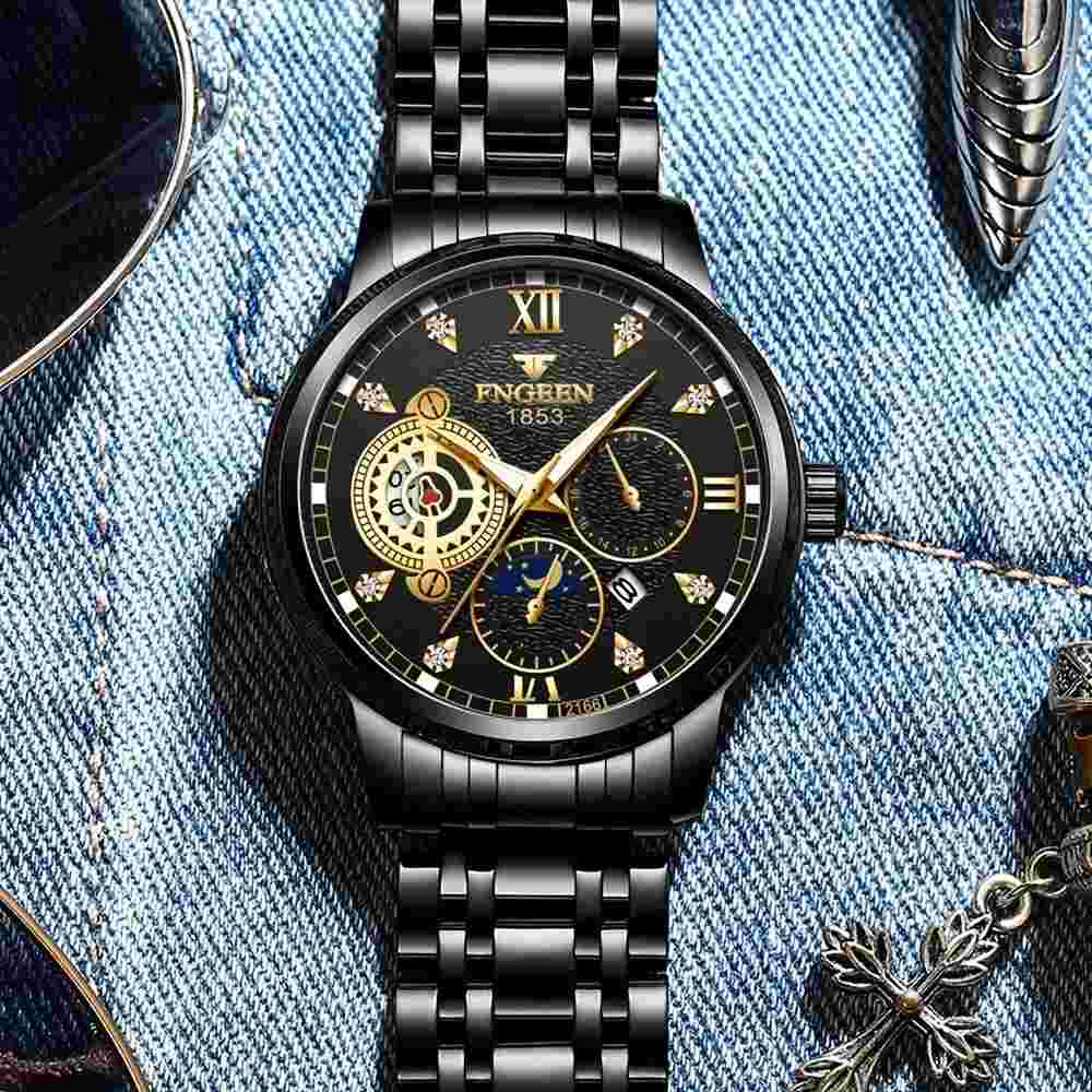 Luxury Men's Watch Business Stainless Steel Strap Quartz Waterproof WristWatch