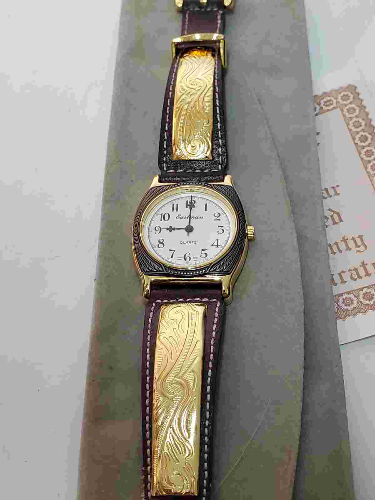 Eastman Quarts Watch Japan Movement Round Dial Leather and Brass Band