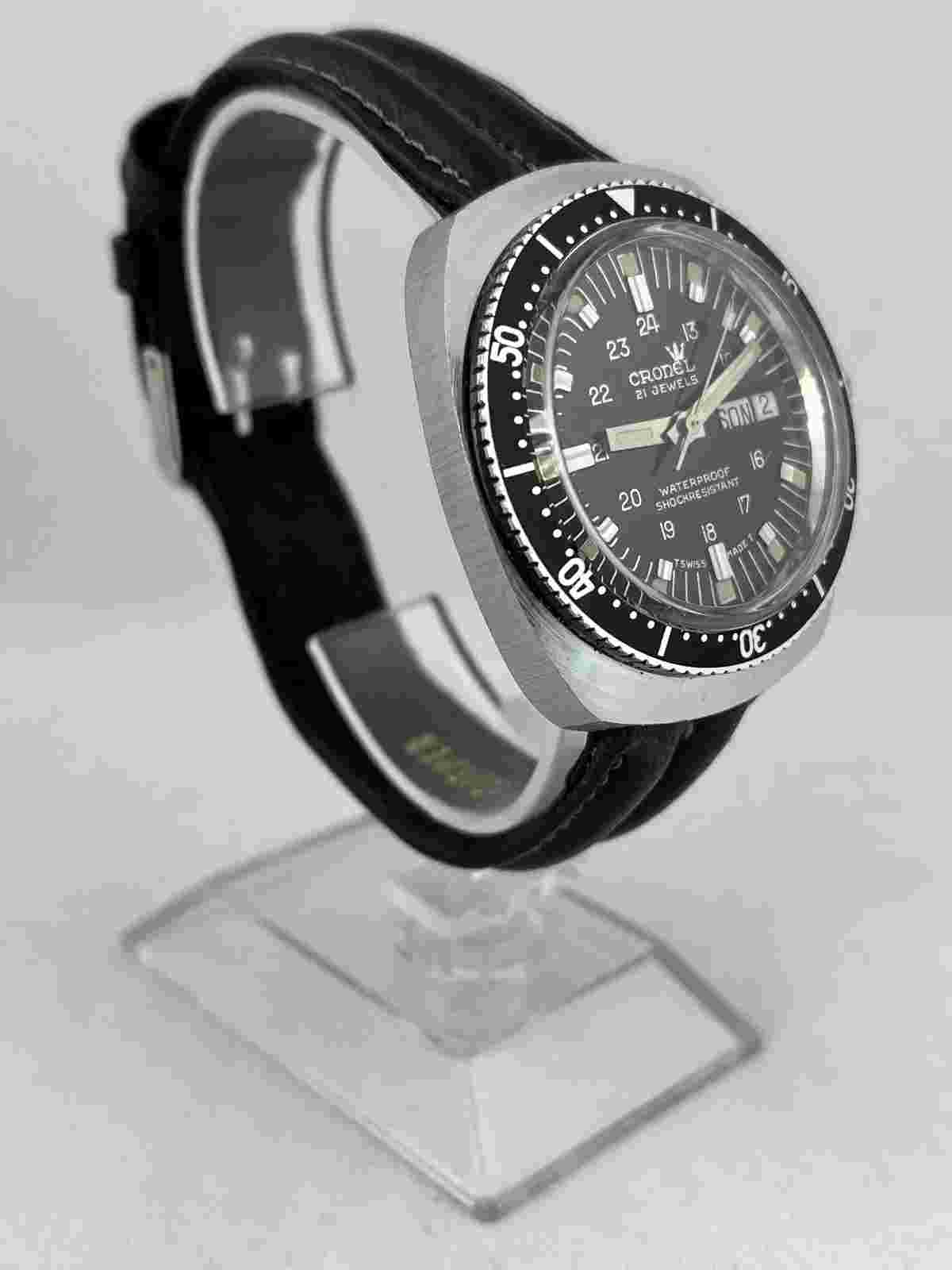 Men's Diver Cronel Hand-Wound Day & Date Watch with Bezel, Works