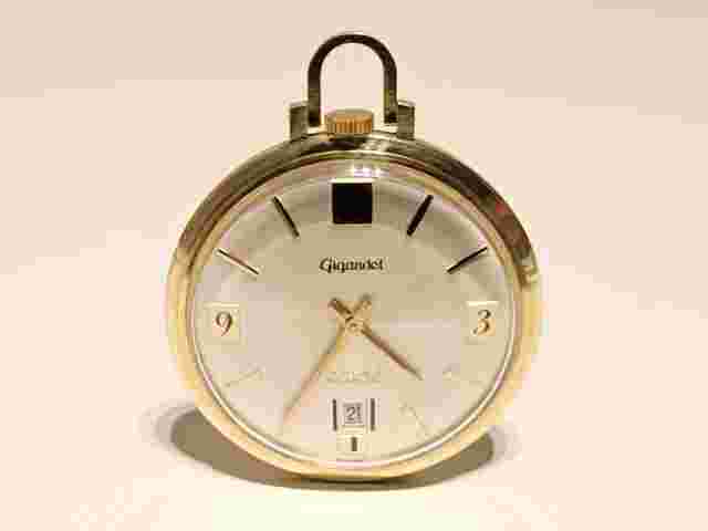 VINTAGE LUXURY 39mm SWISS MEN'S GOLD PLATED POCKET MECHANICAL WATCH "GIGANDET"