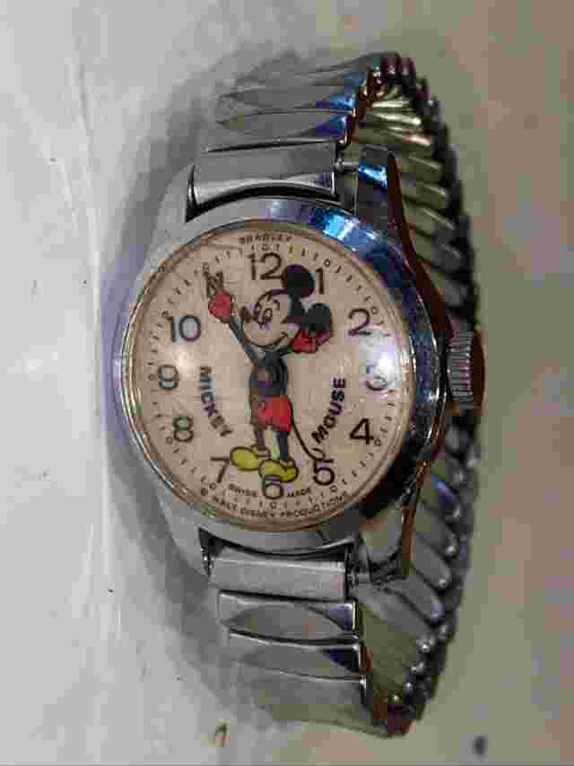 Mickey Mouse Wrist Watch Vintage Winding WORKS  Bradley Swiss Walt Disney Rare62