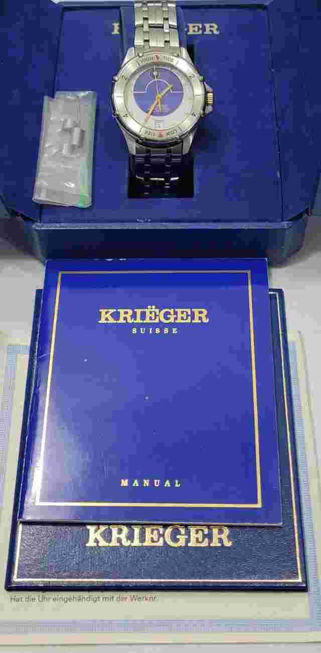 Krieger Tidal  Chronometer 36mm 7 Jewels Swiss Quartz Men's Watch With Box