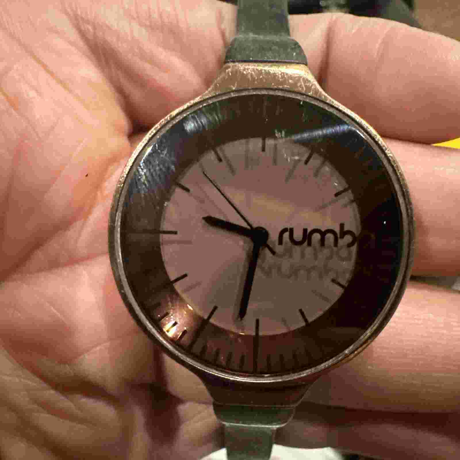 Working Rumba Ladies Quartz Water Resistant Watch New Battery Black Leather