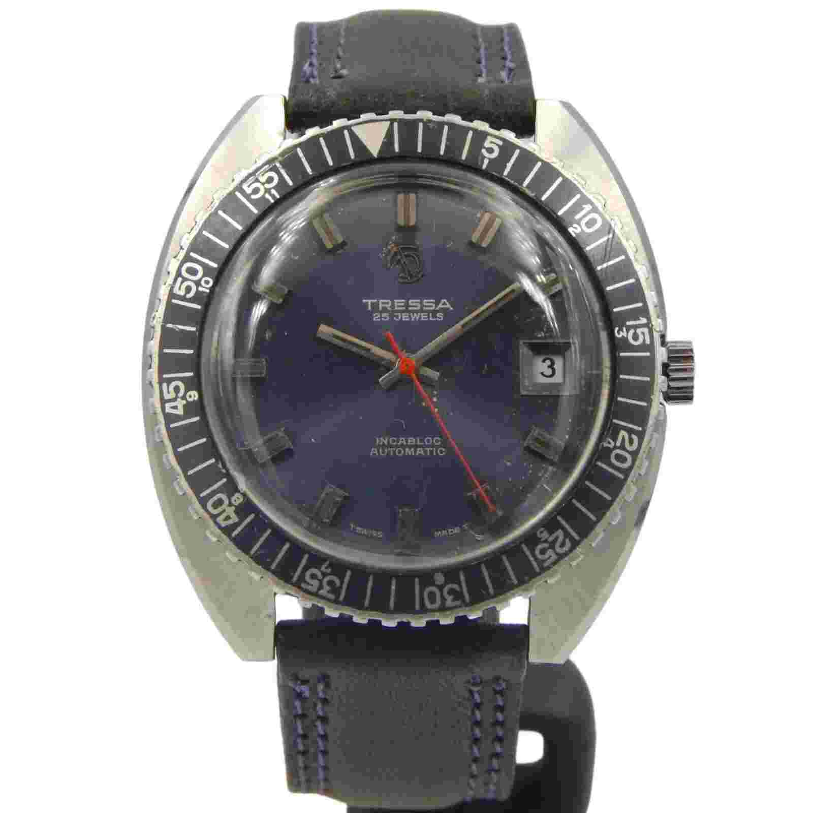 Rare Vintage Tressa Driver Ref 566 Stainless Steel Diver's Watch with Tressa