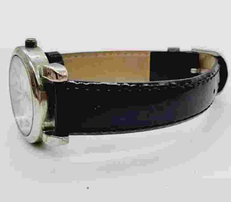 Talbots Black Patent Leather Band Silver tone