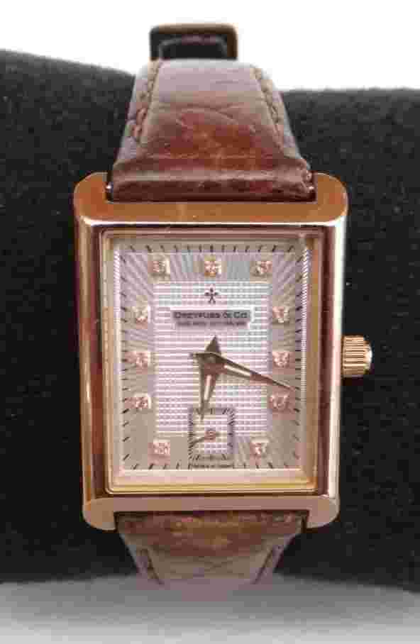 Dreyfuss & Co Watch 1974 Handmade Switzerland Gold Plated Rectangle Gem Hours