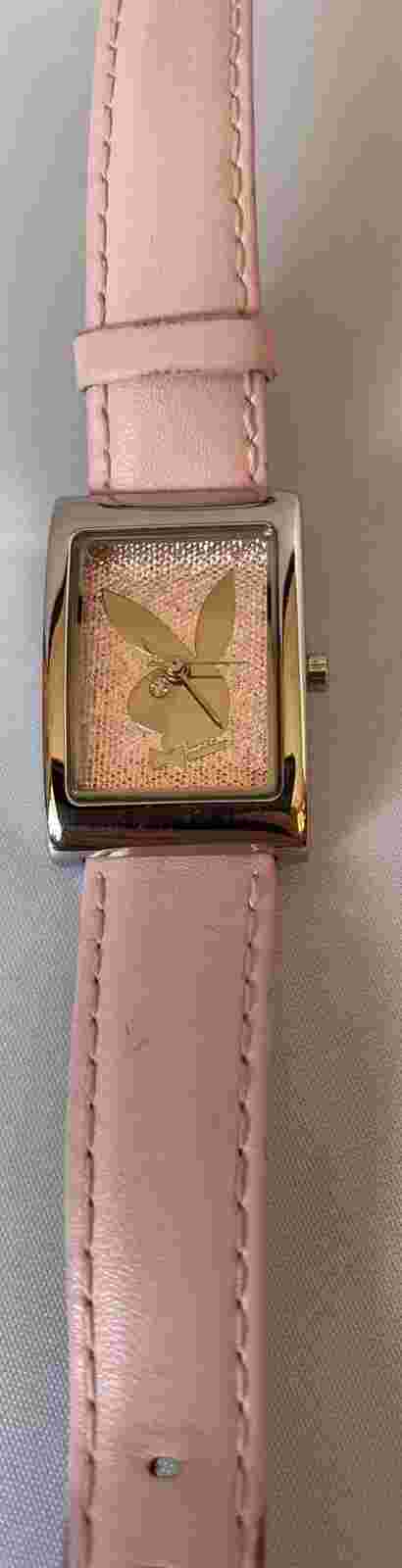 Lovely Pink Sparkly Playboy Watch with Pink Leather Strap