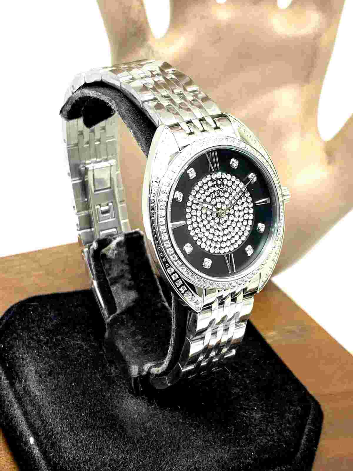 Roberto Bianci Women's Watch RB0216 Black Dial Quartz Gemmed Silver Steel 35mm