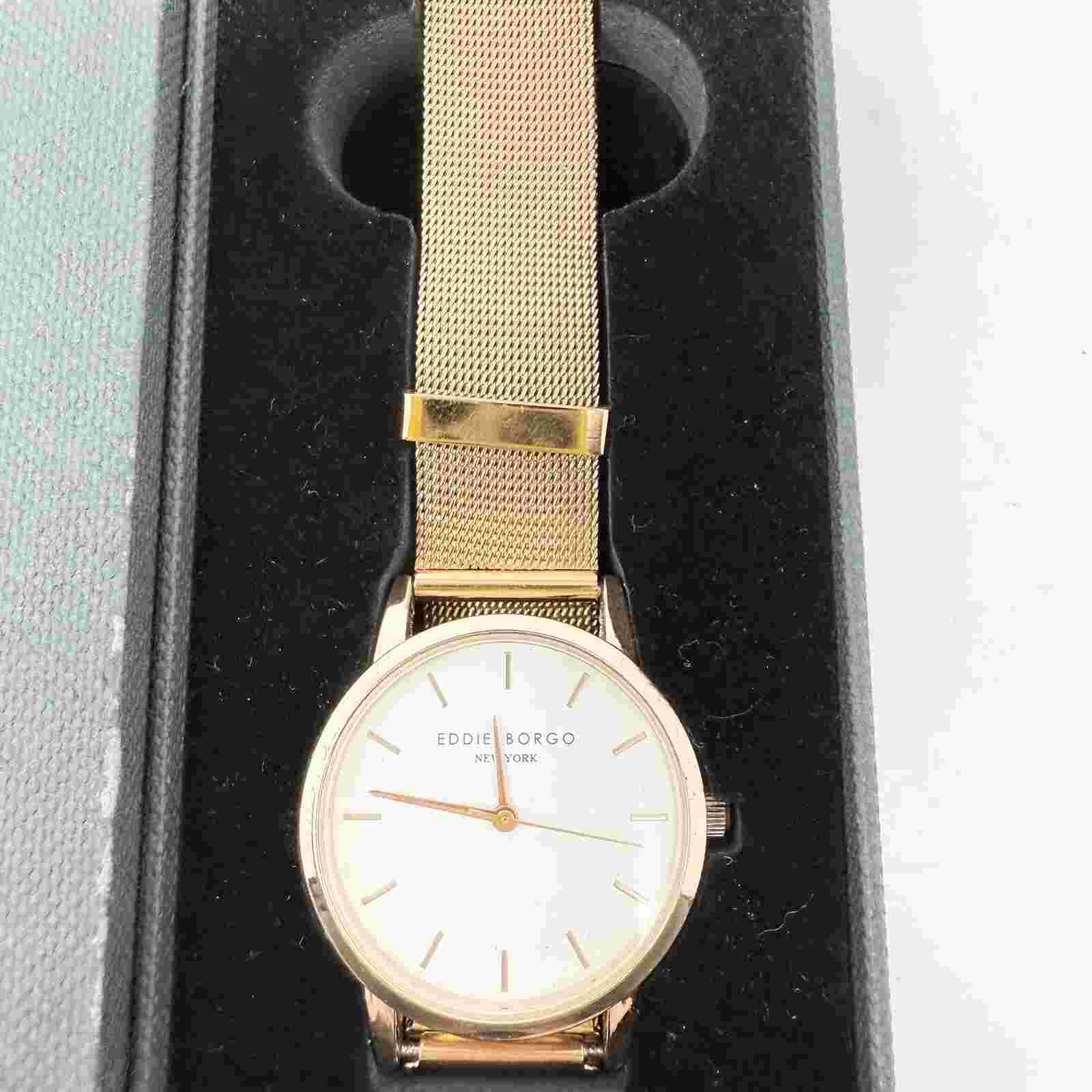 EDDIE BORGO New York, Stainless steel and Rose Gold Mesh Band Watch