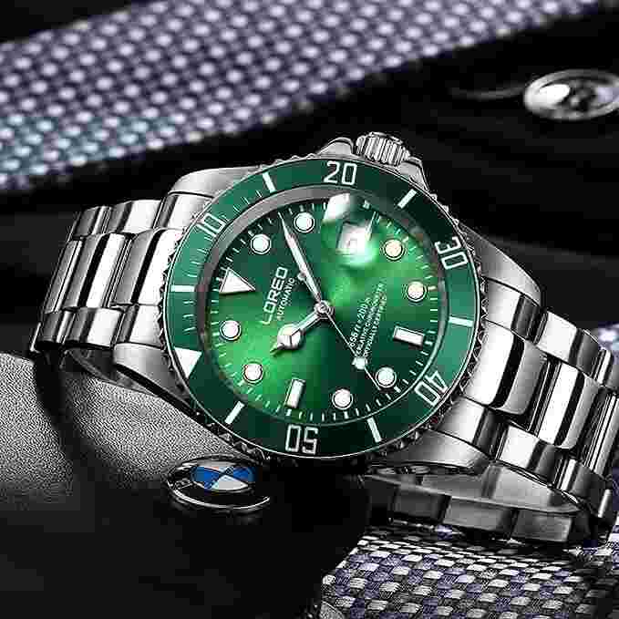 44mm Loreo Men Luxury Automatic Sub Diver Stainless Steel 200M Waterproof Watch