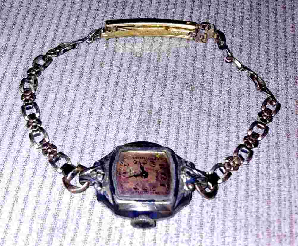 VINTAGE RIMA GOLD WATCH 20s ENSIGN 12K GF FLORAL BRACELET BAND 20s 30s ART DECO