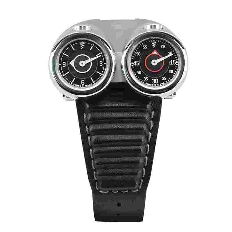 Azimuth TWIN TURBO mechanical Racing car watch  2 Time Zones Grey bonnet