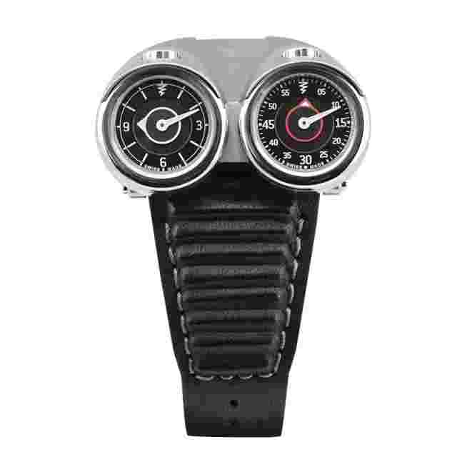 Azimuth TWIN TURBO mechanical Racing car watch  2 Time Zones Grey bonnet