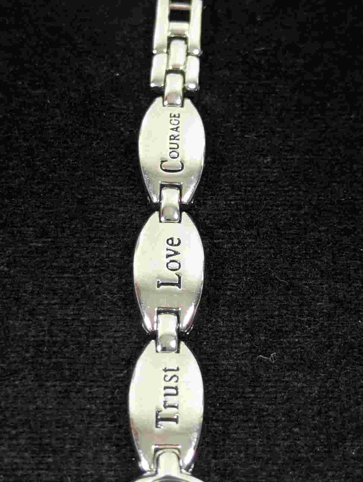 Studio Silver Tone Dial Trust Love Courage Charity Family Truth Band Watch 7 in