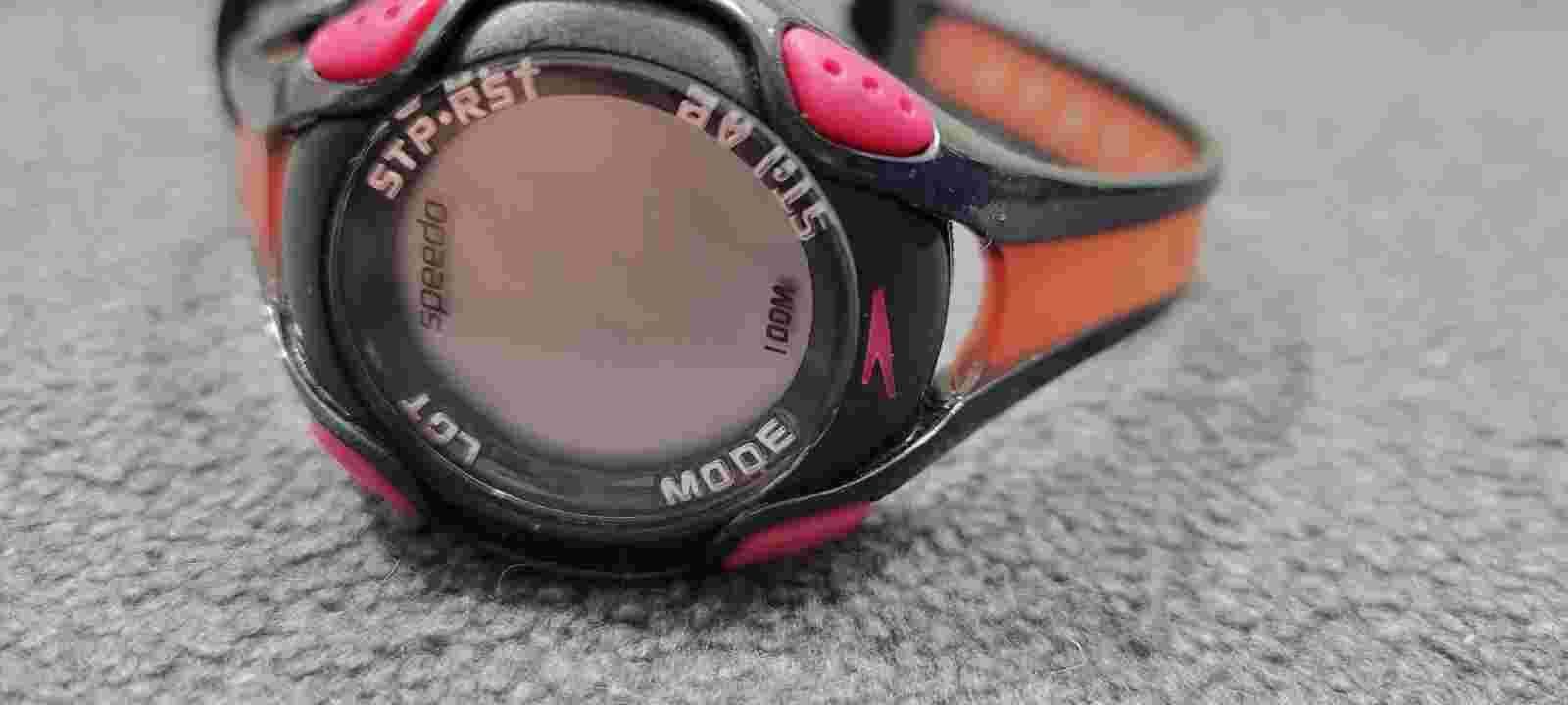 Speedo Digital Pink Black 100M Water Resistant Sport Band Timing Watch NO BATT