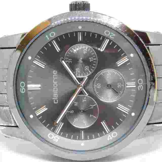 Claiborne CLM1069 Black Tone Quartz Analog Men's Watch Sz. 6 1/2" Battery