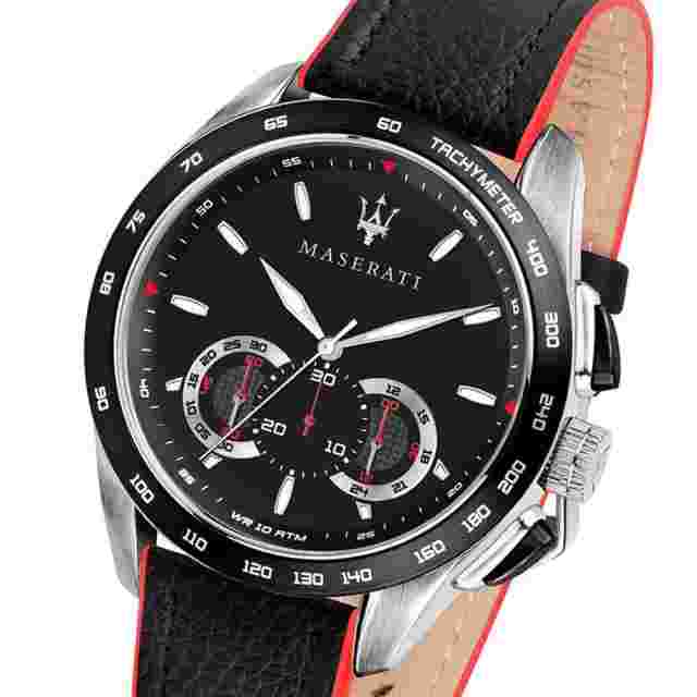 Maserati Men's TRAGUARDO R8871612028 Black Leather Quartz Dress Watch