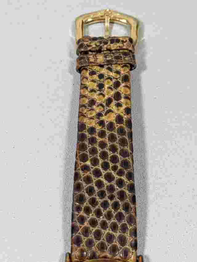 Adolfo Swiss Silver Tone Dial Round Gold Tone Case Brown Leather Band Watch