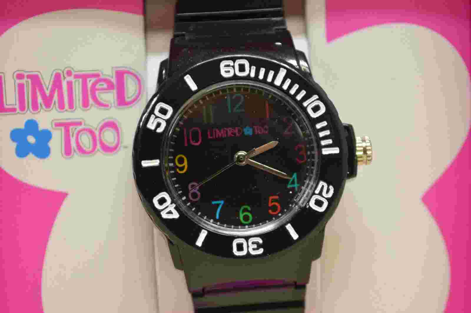 NEW GIRLS LIMITED TOO Analog Watch LMT40023KL Black Resin band