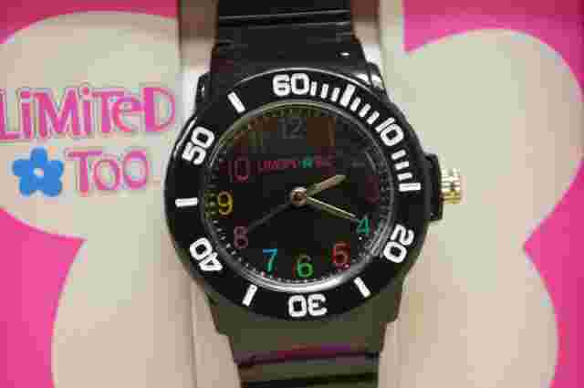 NEW GIRLS LIMITED TOO Analog Watch LMT40023KL Black Resin band