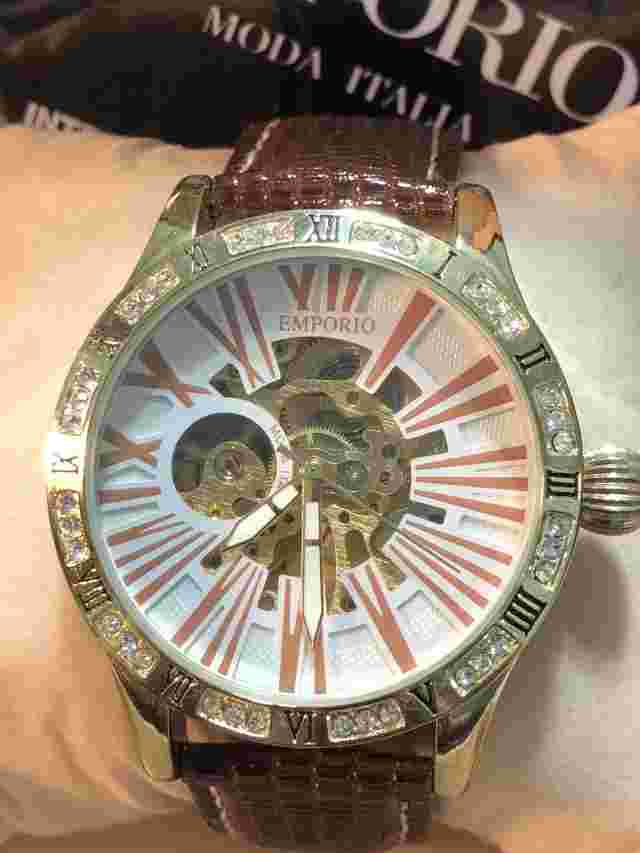 EMPORIO Watch Mens Automatic Mechanical Moda Italia SKELTON 3134 W/Box Runs