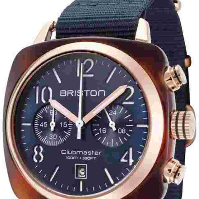 Briston Clubmaster Classic Chronograph 40mm Blue Dial Blue NATO Strap 19140.PRA.
